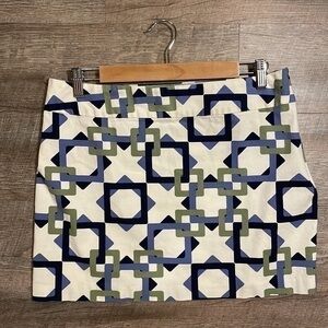 Old Navy green and blue geometric print mini skirt size 10